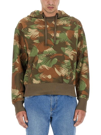 Moschino Camouflage-print Zip-up Hoodie In Multicolor