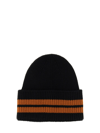 Zegna Black Striped Wool Beanie In Black