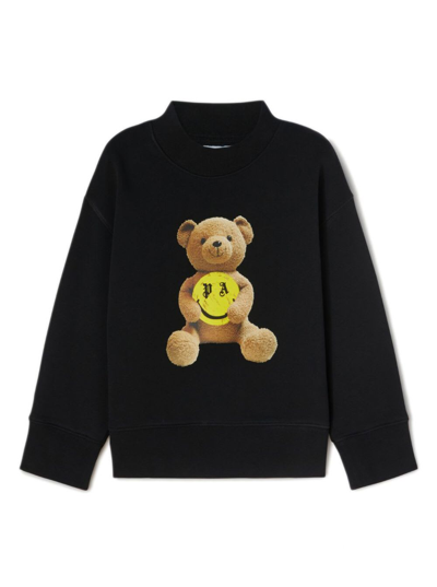 Palm Angels Kids' Smiley Bear In Black Lemon