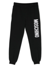 Moschino Black Track Pants And Contrasting Maxi Logo In Stretch Cotton Boy In Black