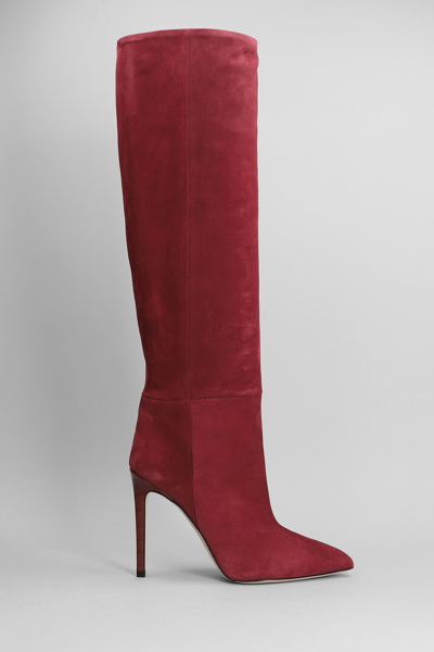 Paris Texas High Heels Boots In Bordeaux Suede In Red