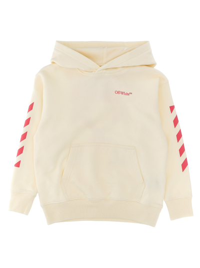 Off-white Kids' Felpa Con Cappuccio Classic Arrow Tab In White