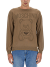 Moschino Jersey With Logo In Marrone