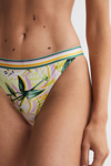 Reiss Yellow Print Floral Print Bikini Bottoms In Yellow