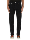 Kenzo Black Logo Patch Straight-leg Jeans In Black