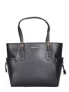 Michael Michael Kors Womens Black Voyager Leather Tote Bag In Black