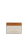 Michael Kors Jet Set Monogram Faux-leather Card Holder In Vanilla