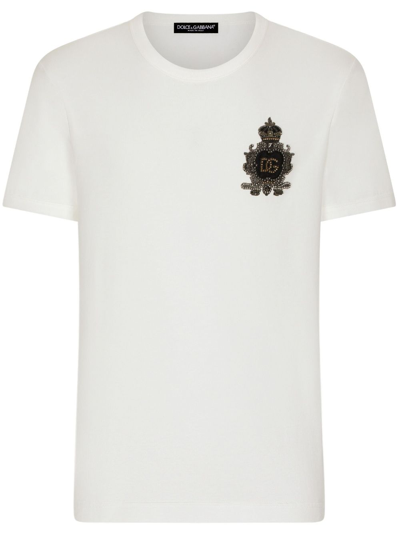 Dolce & Gabbana Logo-patch Cotton T-shirt In White