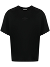 Sandro Debossed-logo Cotton T-shirt In Noir / Gris
