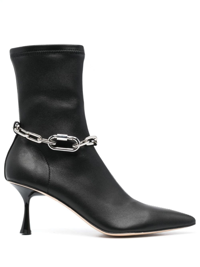 Studio Amelia 70mm Razor Leather Ankle Boots In Black