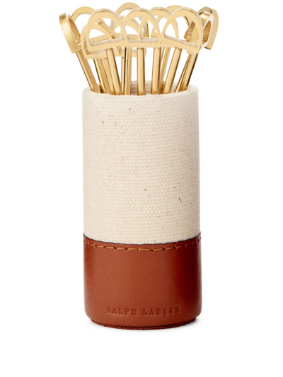 Ralph Lauren Garret Cocktail Picks (set Of Ten) In Brown