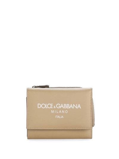 Dolce & Gabbana Logo-print Leather Wallet In Neutral