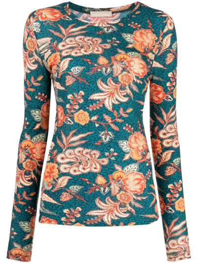 Ulla Johnson Eve Floral-print Long-sleeves Top In Multicolour