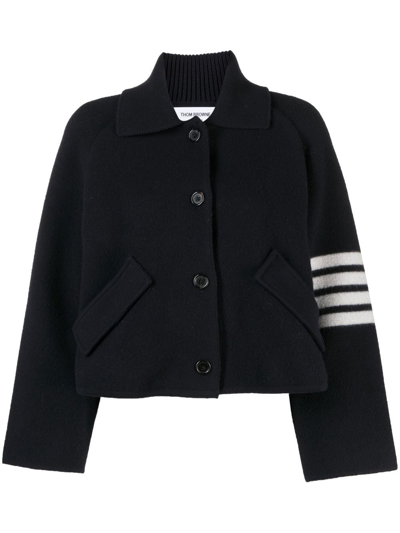 Thom Browne 4-bar Stripe Cropped Jacket In Blue