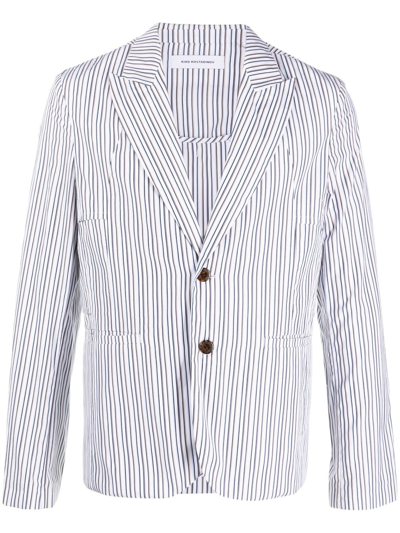 Kiko Kostadinov White Ria Ventilation Blazer In White Cream Pinstrip