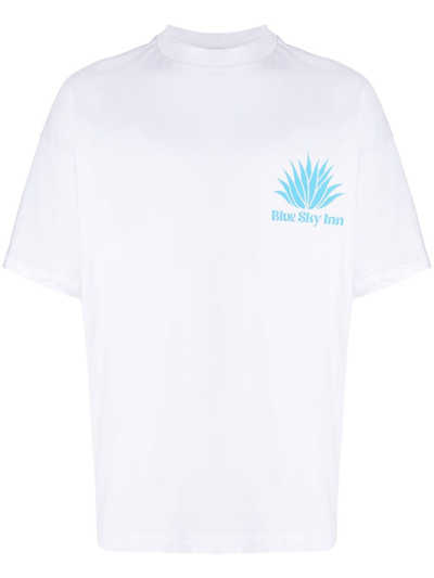 Blue Sky Inn Embroidered-logo Cotton T-shirt In White