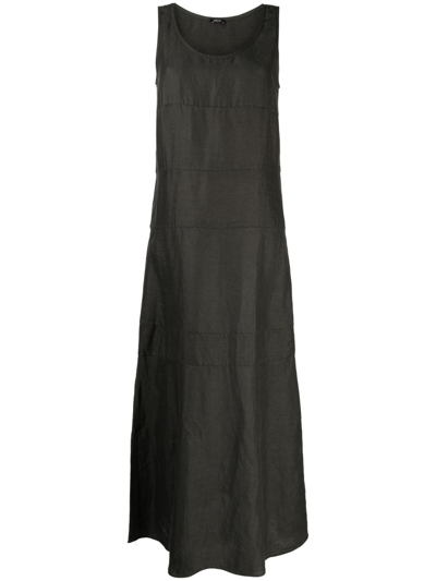 Aspesi Sleeveless Panelled Linen Maxi Dress In Grey