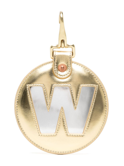 Walter Van Beirendonck W-charm Leather Keyring In Gold