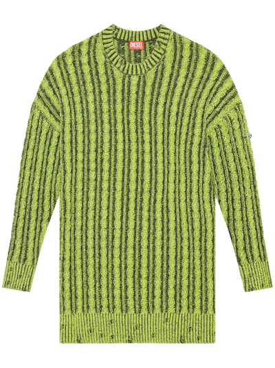 Diesel Chunky-knit V-neck Jumper In Green