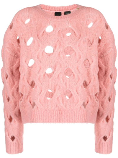 Pinko Cable Knit Cut-out Jumper In Pink