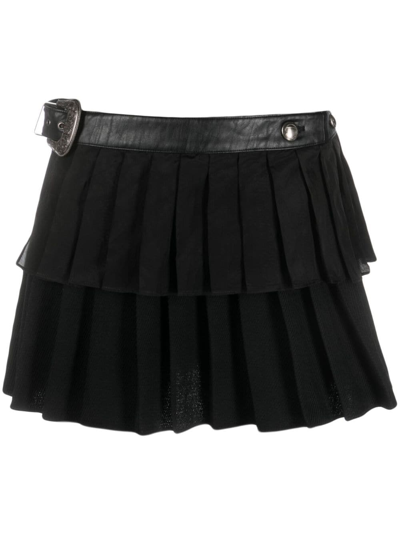 Andersson Bell Knife-pleat Belted Miniskirt In Black