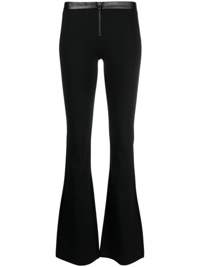 Patrizia Pepe Contrast-waistband Flared Trousers In Black  