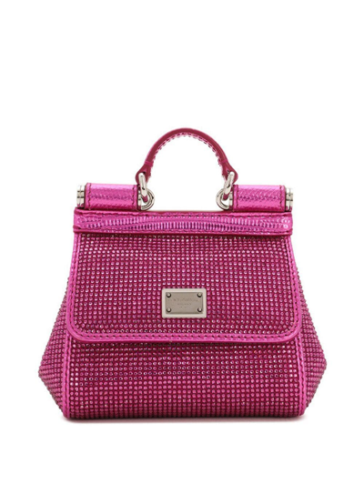 Dolce & Gabbana Mini Sicily Rhinestone-embellished Tote Bag In Multicolor