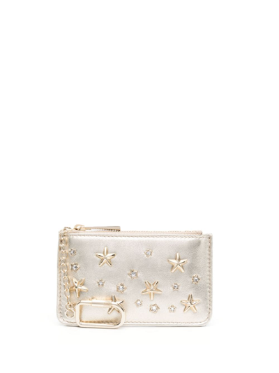 Jimmy Choo Crystal-embellished Leather Wallet In Yellow