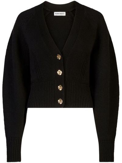 Nina Ricci Puff-sleeve Wool-cashmere Cardigan In Black  