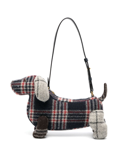Thom Browne Hector Check Dog Bag In Blue