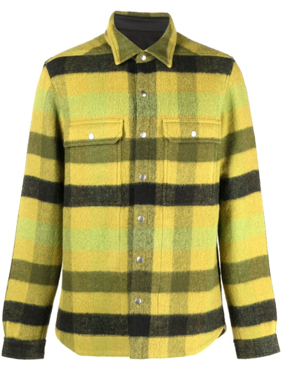 Rick Owens Plaidchecked Shirt Jacket In Green