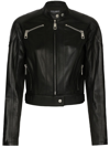 Dolce & Gabbana Long-sleeved Leather Jacket With Vertical Collar In Black