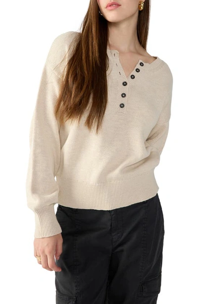 Sanctuary Casual And Chill Cotton Buttoned Jumper In Toasted Beige
