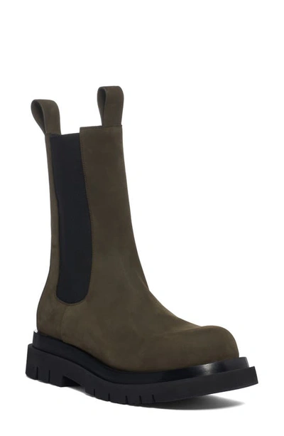 Bottega Veneta Nubuck Chelsea Boots In Green