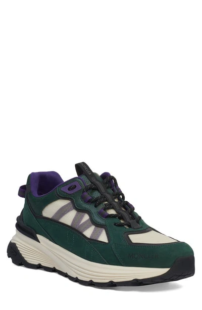 Moncler Lite Runner Low Top Sneakers In Black Dark Green