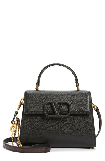 Valentino Garavani Vsling Small Leather Top-handle Bag In Nero/rubin