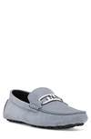 Fendi O'lock Ff Embossed Driving Loafer In Cielo