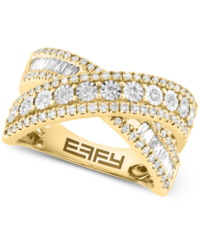 Effy Collection Effy Diamond Round & Baguette Crossover Statement Ring In White Gold (3/4 Ct. T.w.) (also Available In K Two Tone Gold