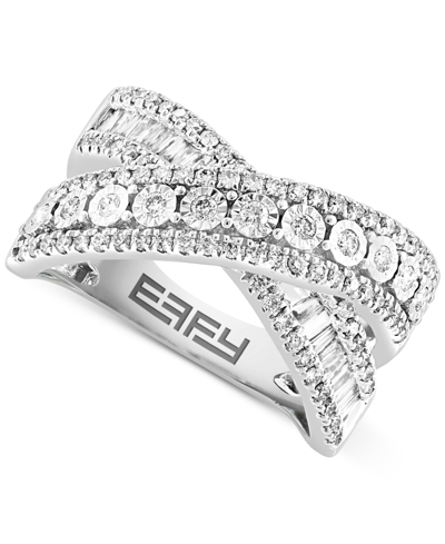 Effy Collection Effy Diamond Round & Baguette Crossover Statement Ring In White Gold (3/4 Ct. T.w.) (also Available In K White Gold