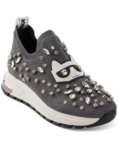 Karl Lagerfeld Women's Malna Embellished Pull-on Sneakers In Black