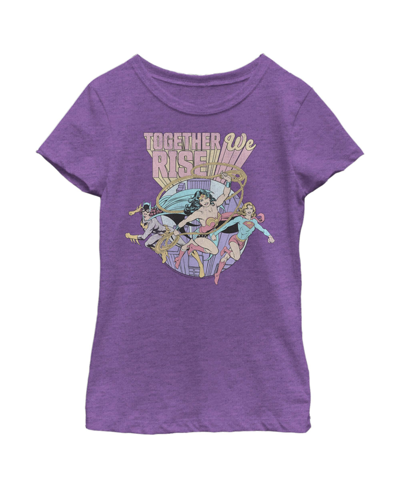 Warner Bros Girl's Wonder Woman Together We Rise Child T-shirt In Purple Berry