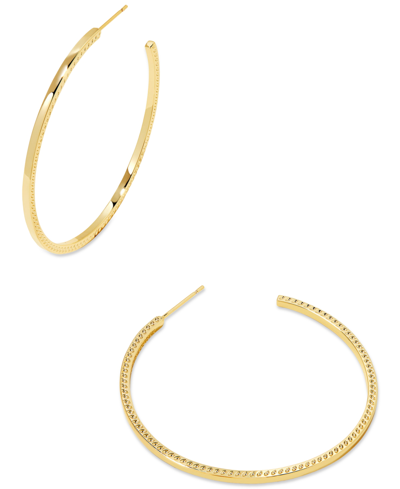 Kendra Scott 14k Gold-plated Large Signature Hoofprint Trim C-hoop Earrings, 1.89" In Gold Metal