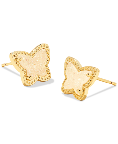 Kendra Scott 14k Gold-plated Drusy Stone Butterfly Stud Earrings In Gold Iridscent Drusy