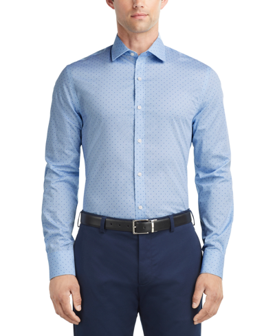 Tommy Hilfiger Men's Slim-fit Wrinkle-free Stretch Twill Dress Shirt In Th Light Blue
