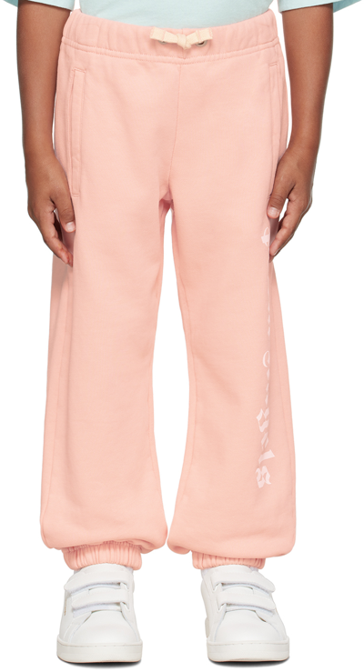 Palm Angels Kids' Logo Cotton Sweatpants In Pink White