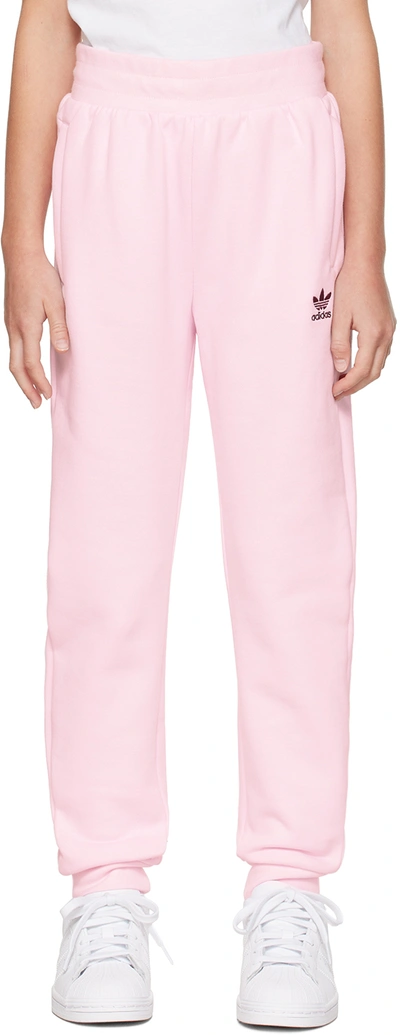 Adidas Originals Kids Pink Adicolor Big Kids Sweatpants In Clear Pink / Maroon