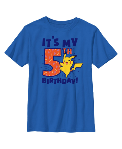 Nintendo Boy's Pokemon Pikachu It's My 5th Birthday Child T-shirt In Royal Blue