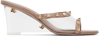 Valentino Pink Rockstud Skin Heeled Sandals In V6l Trasparente/rose