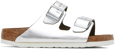 Birkenstock Silver Arizona Soft Footbed Sandals In Metallic