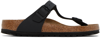 Birkenstock Womens Black Branded-hardware Faux-leather Thong Sandals In Black